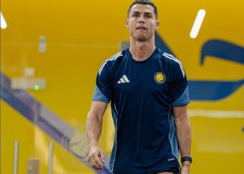 Injured Cristiano Ronaldo was pictured with his Al-Nassr team-mates at training on Tuesday