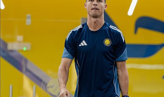 Injured Cristiano Ronaldo was pictured with his Al-Nassr team-mates at training on Tuesday