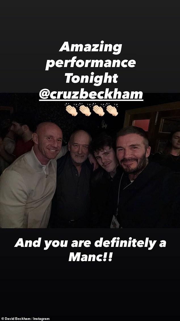 Taking to Instagram, David wrote: 'Amazing performance tonight. And you are definitely a Manc!!'