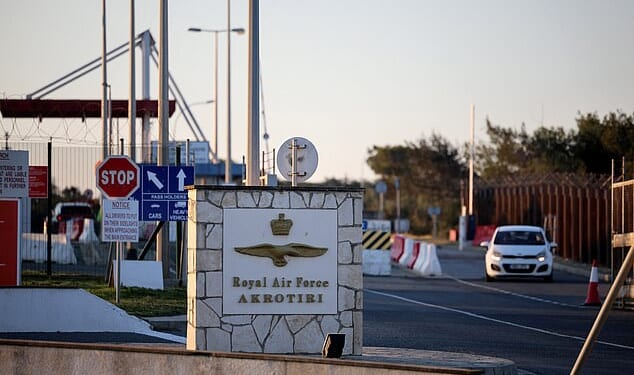 An Iranian drone hit the RAF Akrotiri base  in Cyprus, pictured, on Sunday night but an evacuation of non-essential personnel has been stopped due to a new threat from Iranian missiles and drones