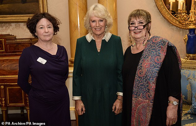 Dame Jenni with Queen Camilla and radio presenter Jane Garvey at Buckingham Palace