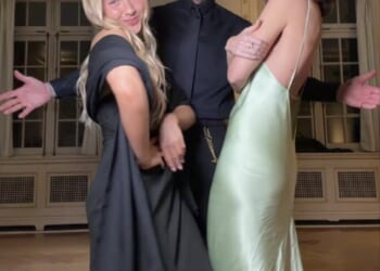 David Beckham filmed a series of fun TikTok videos with his family ahead of his wife Victoria's Paris Fashion Week show on Friday (pictured with Harper and Cruz's girlfriend Jackie)