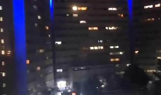 Residents can be heard appearing to curse the dictator from the balcony of their tower blocks in Tehran