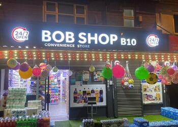 Bob shops quickly caught the attention of passers-by with their gaudy, flashing, neon signs at the entrance