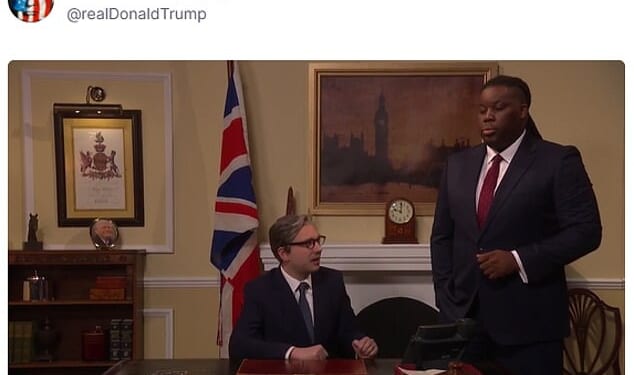 Donald Trump spread a toe-curling clip from the British version of 'Saturday Night Live' on his Truth Social platform this afternoon