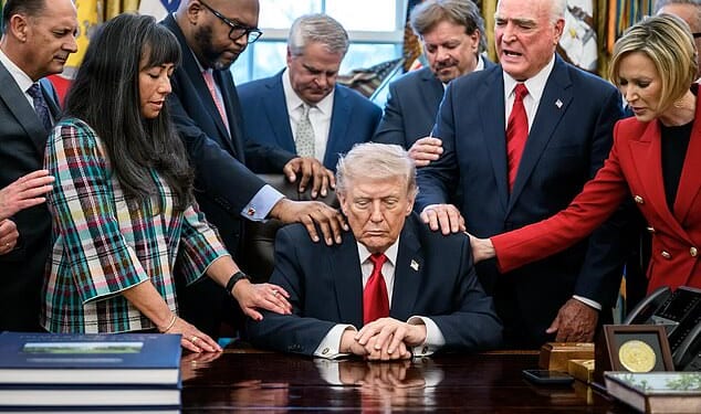 In what has become an annual ritual, evangelical leaders gathered around President Donald Trump in the Oval Office on Thursday and prayed over him and for US success in the war against Iran