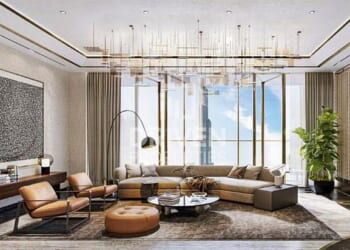 This brand new luxury apartment's price has just been slashed by 26.7 per cent - the biggest cut on the market seen yet. It features exquisite views of the Burj Kalifa, the tallest building in the world