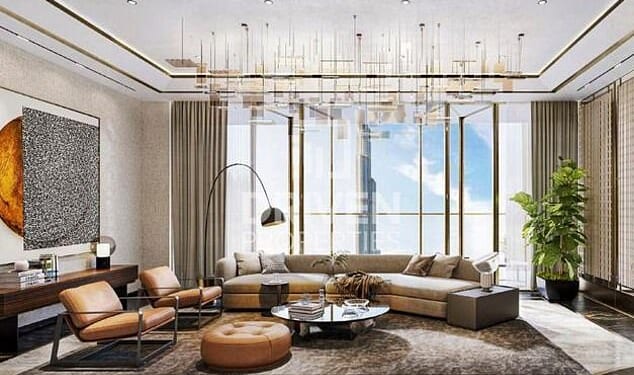 This brand new luxury apartment's price has just been slashed by 26.7 per cent - the biggest cut on the market seen yet. It features exquisite views of the Burj Kalifa, the tallest building in the world