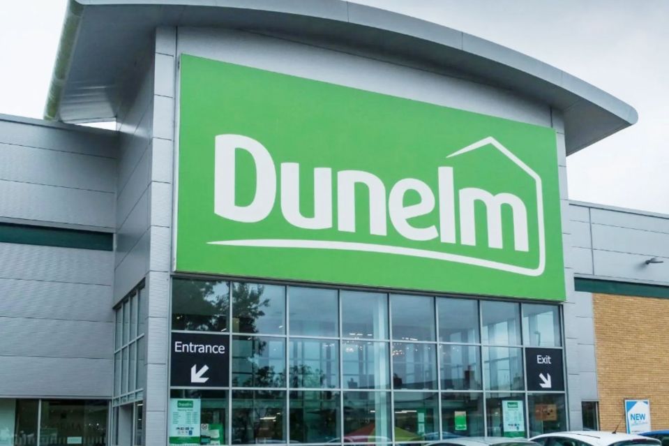 An image collage containing 1 images, Image 1 shows The front exterior of a Dunelm store, featuring its green logo above glass windows, and entrance/exit signs