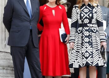 Princesses Eugenie and Beatrice have been dragged further into the scandal engulfing their father Andrew Mountbatten-Windsor. Pictured: The trio in 2016
