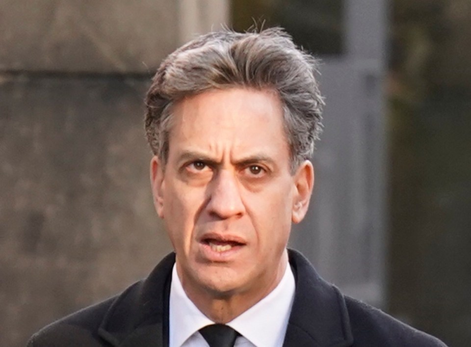 Energy Secretary Ed Miliband at the funeral of Lord John Prescott.