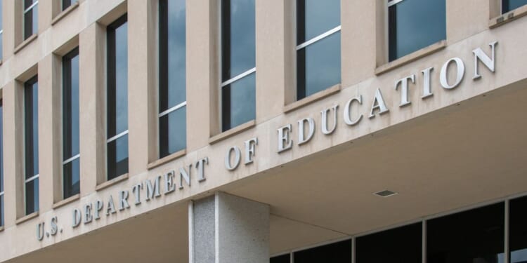 The entrance of the Lyndon B. Johnson Department of Education building in Washington, D.C.