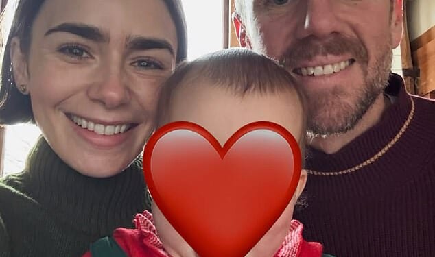 Lily Collins (left) is planning to move from Los Angeles to the capital with her husband, film director Charlie McDowell (right), and their year-old daughter Tove (centre)