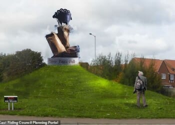 Developers planned to built the illuminated metal sheep in Beverley, East Yorkshire. The sheep would have sat on 'three bags full' of wool made of stainless steel spilling out of them