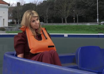 Kate Garraway was left looking uncomfortable as she was asked about Phillip Schofield during a comedy-sketch interview with two BBC stars