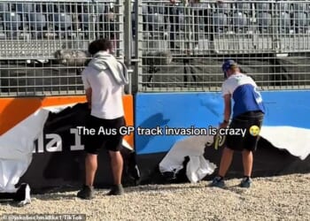 Formula One fans stripped Albert Park bare after the Australian Grand Prix in Melbourne, even removing advertising hoardings