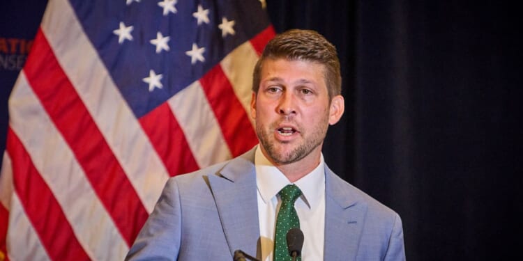 James Uthmeier speaks at the National Conservatism Conference in Washington D.C., on Sept. 3, 2025.