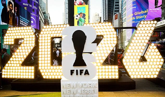 Fanfare...but could football fans heading to the Big Apple find their stay in doubt? The threat of a hotel workers strike - and an ongoing ban on Airbnbs in the city means accommodation could be hard to come by when the tournament kicks off in June