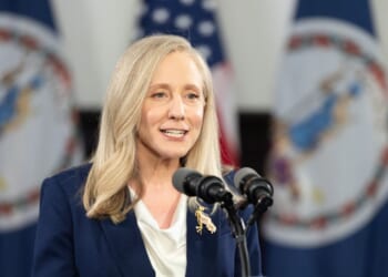 Virginia Gov. Abigail Spanberger delivers the Democratic response to President Donald Trump's State of the Union address on Feb. 24, 2026, in Williamsburg, Virginia.