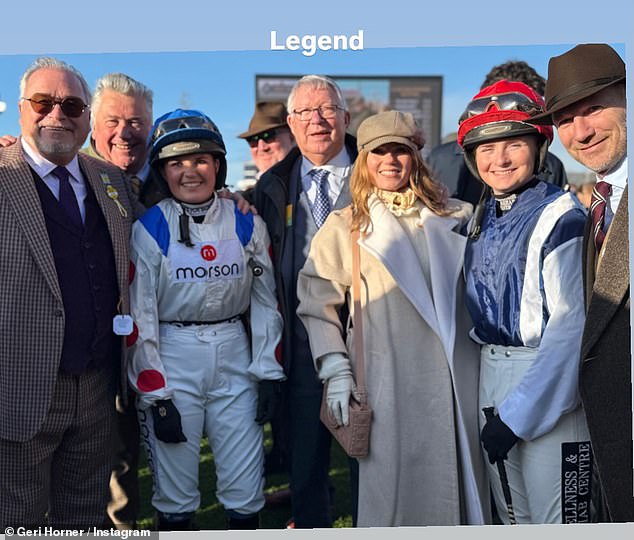 It seems Sir Alex, who has a number of racing horses, had success once again alongside Geri and Christian as they posed for a photo with two jockeys with the Spice Girl writing: 'Legend'