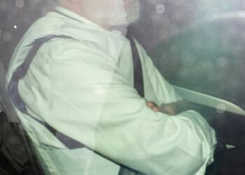 Mr Adams, 77, appeared to attend court today in a protective vest. He is vigorously defending the claims made against him