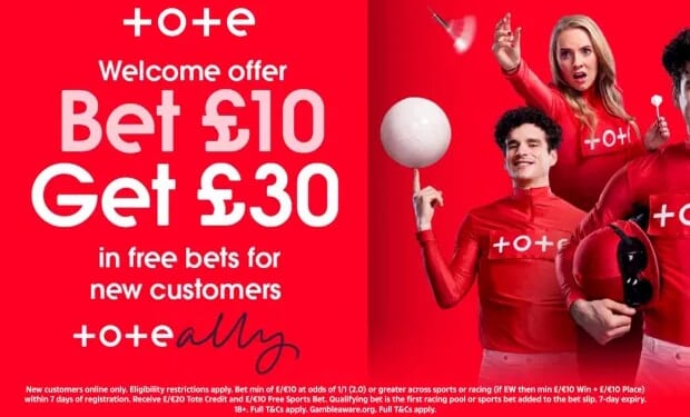 Get £30 in free bets when you stake £10 on football with Tote