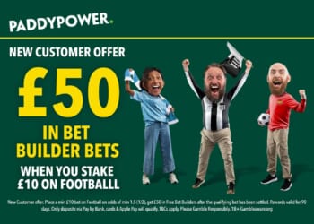 Get £50 free bets with Paddy Power, plus 6/1 bet builder picks