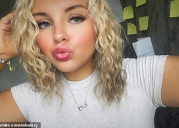 Megan Swann (pictured) died when the blue Ford Fiesta she was a passenger in veered off the road and collided with a tree in Sawbridgeworth, Hertfordshire