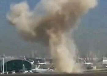 Footage taken from social media shows a drone strike on Dubai International Airport on March 7