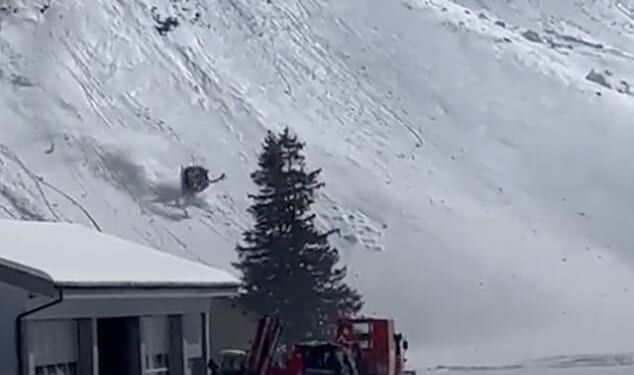 A gondola plunged from a cable and rolled down a snow-covered mountainside at a Swiss ski resort on Wednesday, leaving at least one person seriously injured