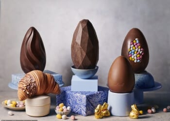 Some 104 chocolate Easter eggs were tasted by the Good Housekeeping Institute as part of its taste test, with Lindt (second from left) and Sainsbury's (top far left) earning the highest scores