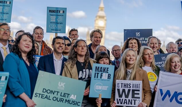 Musicians including Sir Elton John, Sir Paul McCartney and Kate Bush, along with many other actors and publishers, have called on the Government to ditch plans to allow AI tech firms to steal their work without payment or permission