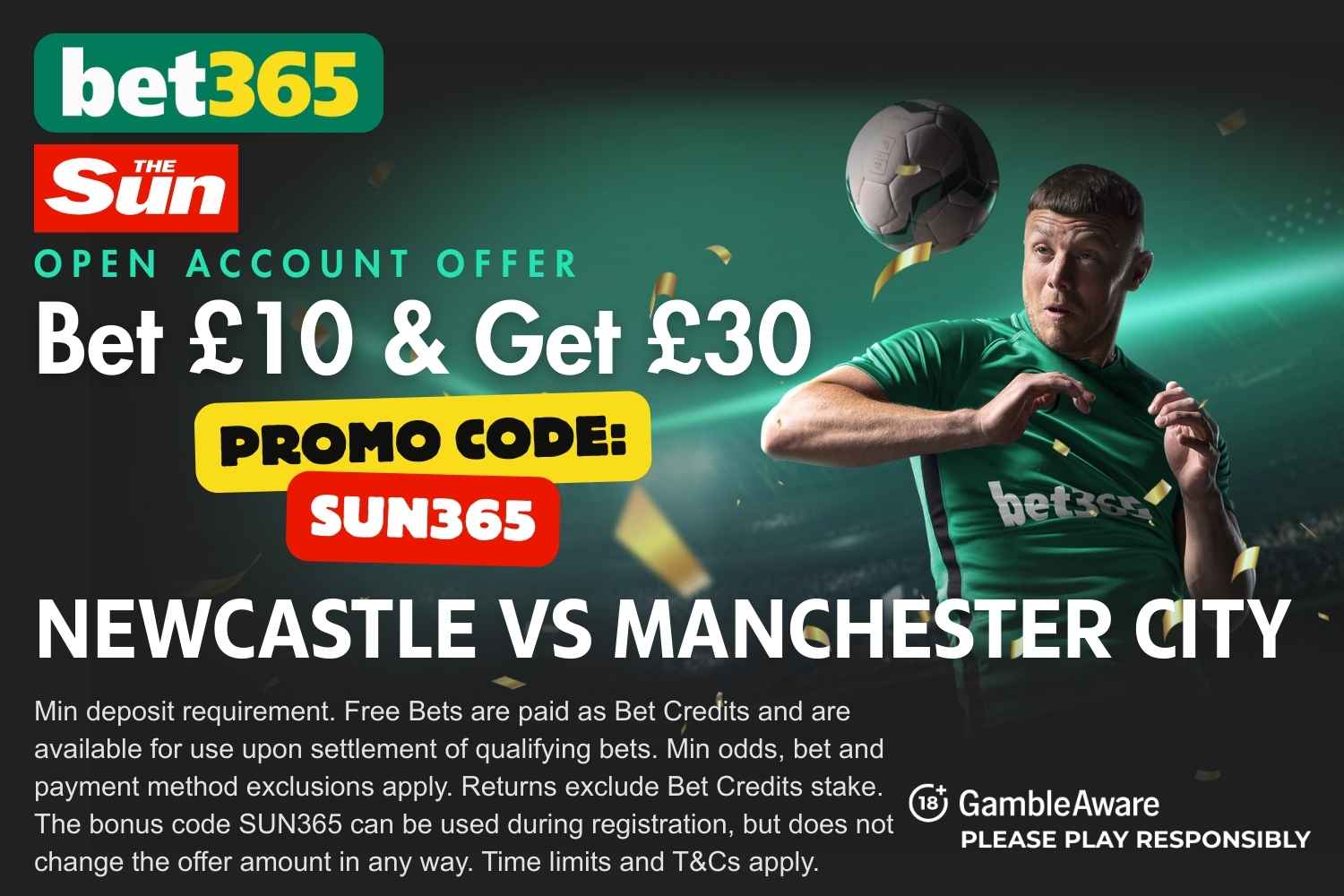 Newcastle vs Man City bet365 bonus code