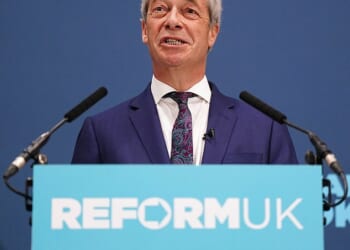 Reform UK leader Nigel Farage pictured speaking at a press conference last month