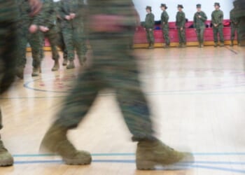 ROTC students practice military drills in Quantico High School on Nov. 16, 2011.