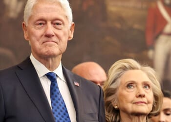 Former President Bill Clinton and former Secretary of State Hillary Clinton attend the inauguration of President Donald Trump in the Rotunda of the U.S. Capitol on Jan. 20, 2025, in Washington, D.C.