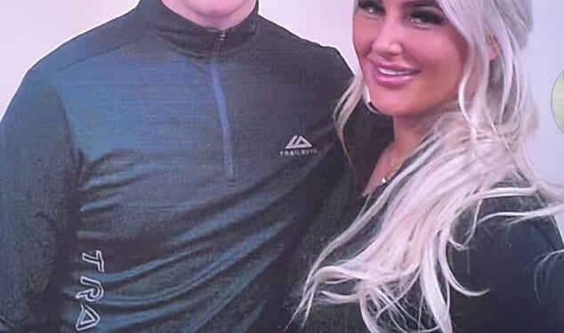 Murderer Taylor Meanley (left) is seen pictured with his 'influencer' girlfriend (right) inside prison
