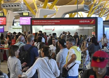 Adolfo Suarez Madrid-Barajas Airport during a strike by French air controllers in July 2025