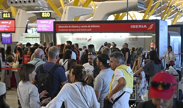 Adolfo Suarez Madrid-Barajas Airport during a strike by French air controllers in July 2025