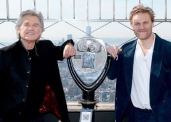Kurt Russell, left, and Wyatt Russell are seen in a Feb. 27 photo visiting the Empire State Building in New York City.