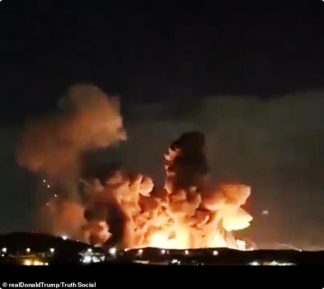 A video of a massive explosion shared without comment early today by President Donald Trump appears to be of a major strike conducted outside the central Iranian city of Isfahan