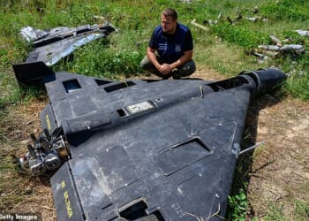 A Russian-made, Iran-designed Shahed-136 drone, known as a Geran-2 in Russia