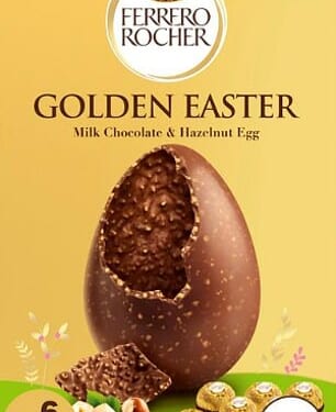 The Ferrero Rocher Golden Easter Egg tops the chart as the most calorie-dense, with 613 calories per 100g