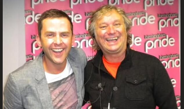 Barry Tomes, who was brought in by Edwards ahead of the Channel 5 docu-drama starring Martin Clunes, said of the decision to fire the BBC DJ (pictured together at Birmingham Pride) from Radio 2: 'This is the world we live in'