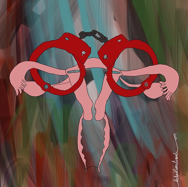 Ms Ikegwuonu hopes to raise awareness around period pain through her artwork (pictured)