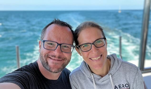 Alan and Katie Donegan during one of the many holidays they have taken since they retired at the age of 40 and 35 respectively