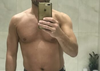 Jason Smith, 56, was diagnosed with hypertension, high cholesterol and pre-diabetes after years of neglecting his health. He is pictured in late February 2019