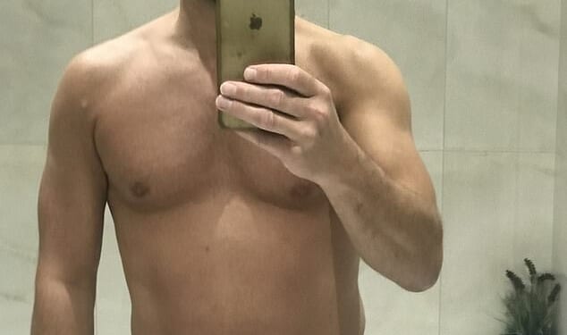 Jason Smith, 56, was diagnosed with hypertension, high cholesterol and pre-diabetes after years of neglecting his health. He is pictured in late February 2019