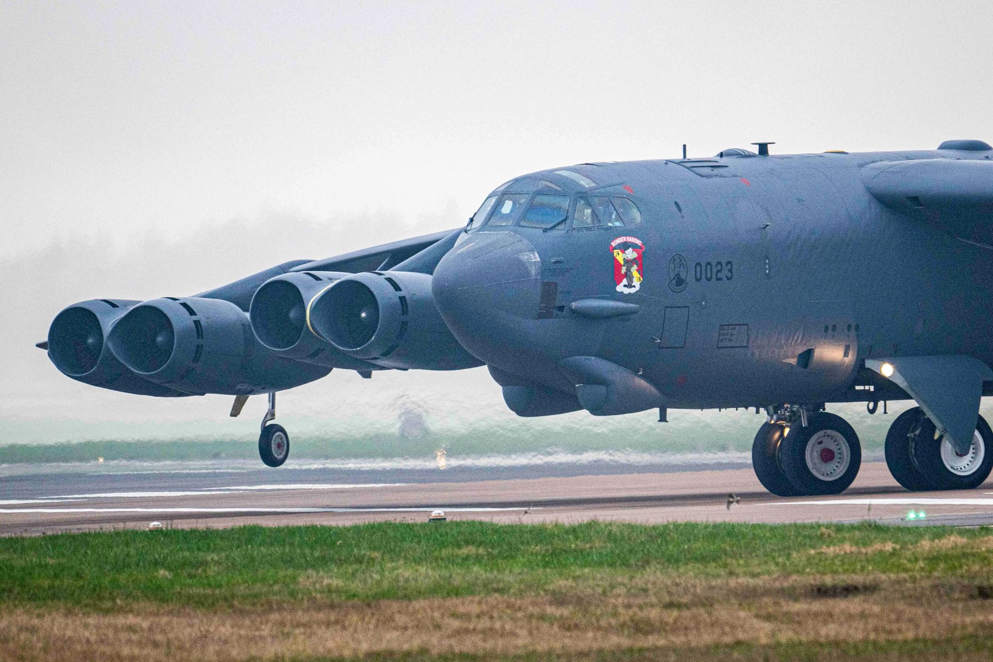 An image collage containing 1 images, Image 1 shows B52 USAF bombers to arrive at RAF Fairford i
