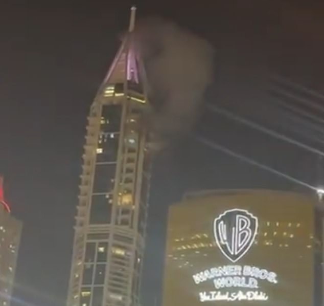Flames and smoke could be seen coming from the 88-storey building near Dubai Marina